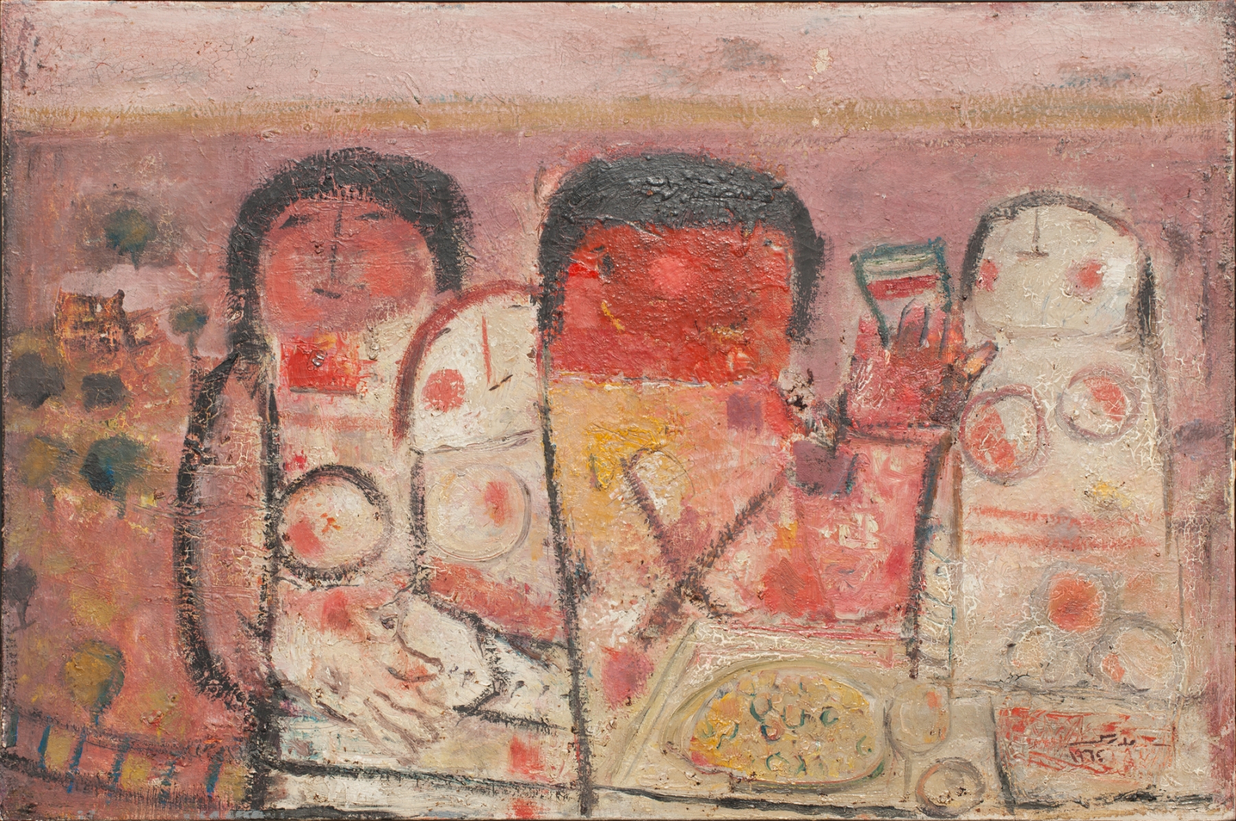 Fateh Moudarres, The Last Supper, Oil on Canvavs, 60 x 90 cm, 1964.